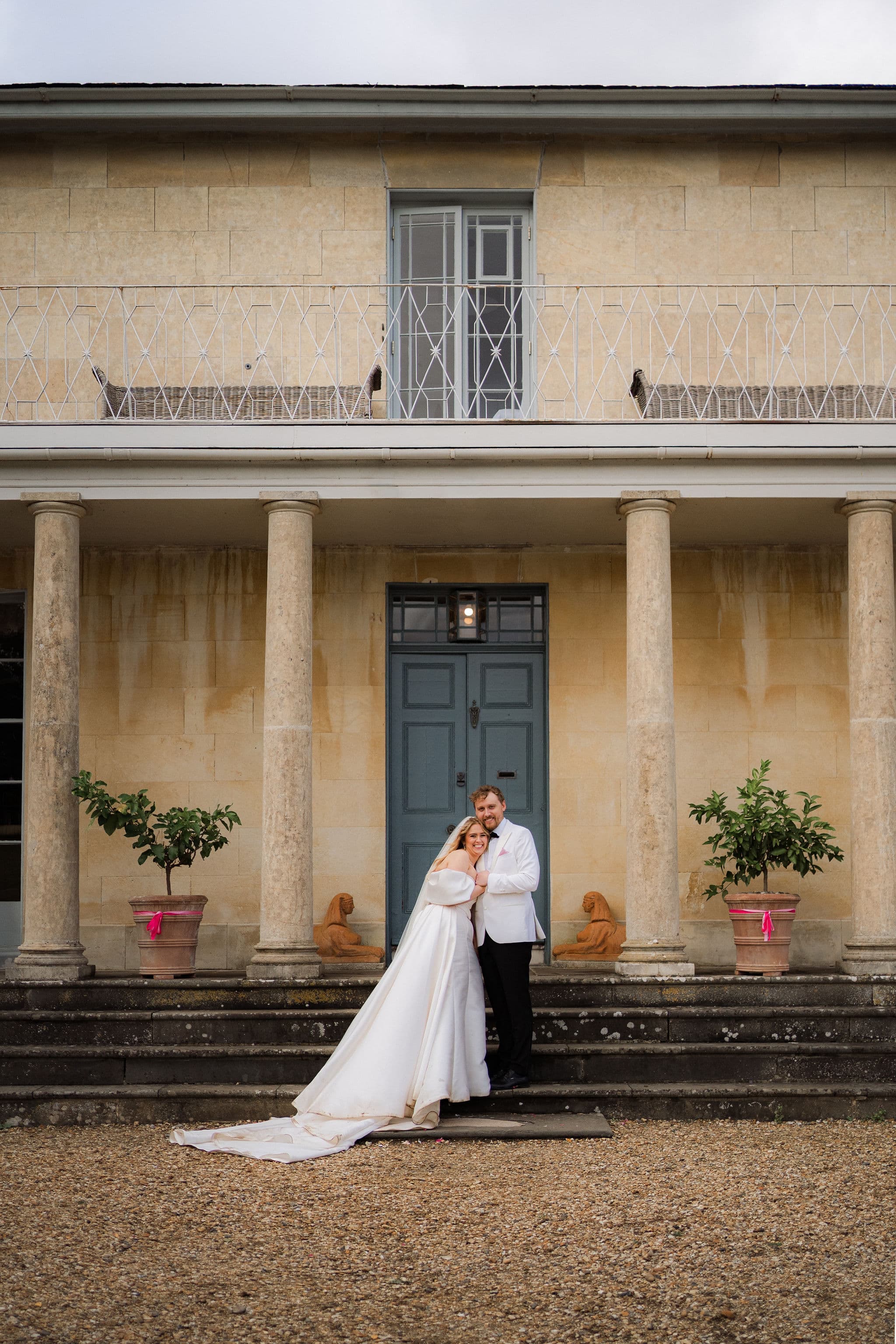 Wedding couple photographed at their venue